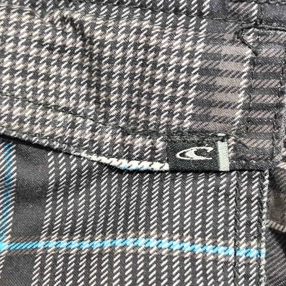 ONeill Mens Plaid Board Shorts Black White Blue Cargo Pocket Size 36‎ 14106702